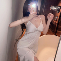 Pure color palace Sexy Pyjamas Woman Summer Thin 2022 New with chest cushion harness home Pure Desire Sleeping Dress