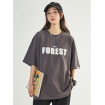 UBUIE dried fish short sleeve female summer round collar letter printed loose Korean version oversize male and female tide T-shirt