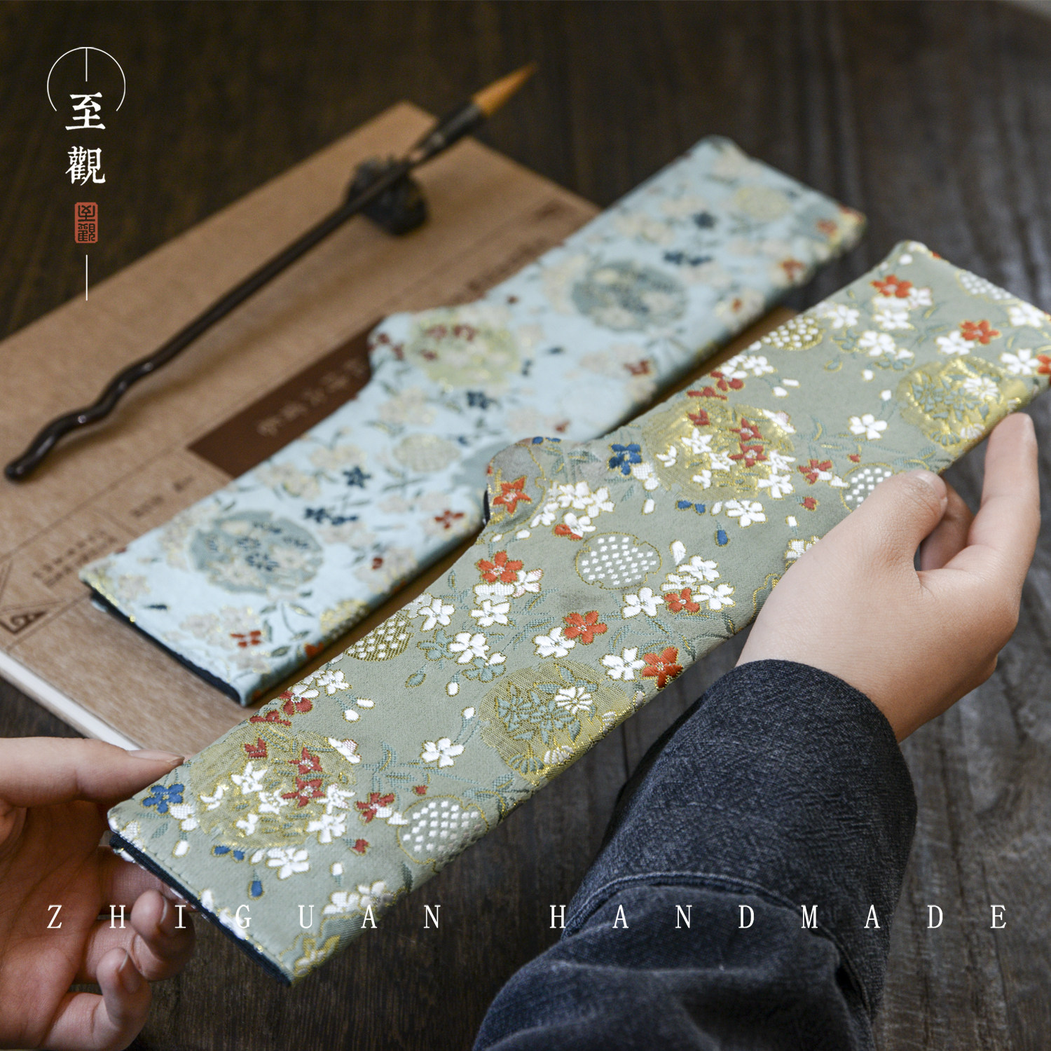 Pen curtain writing brush small number portable pen curtain roll pen bag retro Chinese wind female minimalist student country painting Wenfang Four Treasure