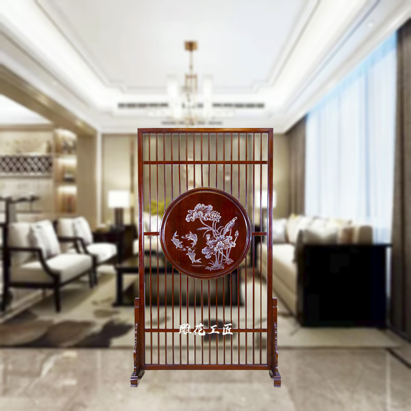 Chinese screen Solid wood entrance Dongyang wood carving partition relief shadow carving plug-in screen Mobile living room dining room floor-to-ceiling seat screen