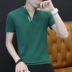 Áo thun nam tay ngắn phong cách mới 裇 cotton cổ áo nhỏ đứng cổ áo mùa hè nam áo ngắn áo thun burberry Áo phông ngắn