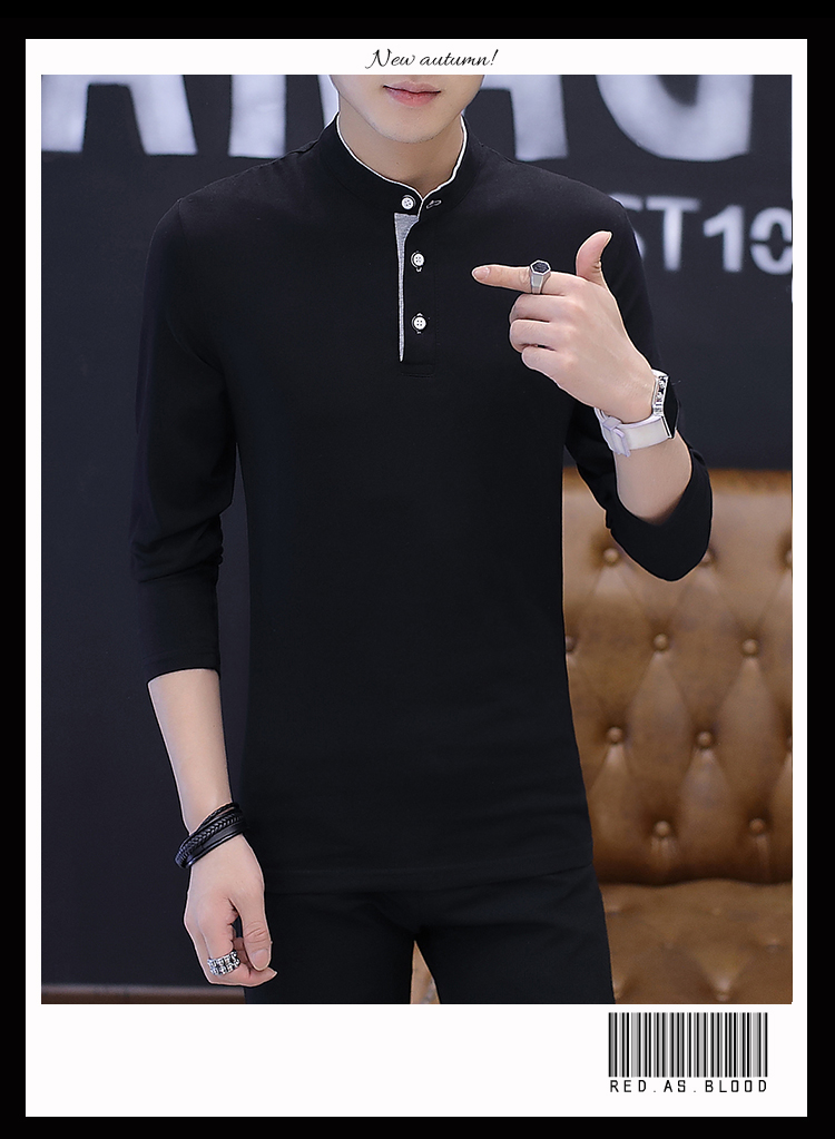Mùa thu đứng cổ áo choàng nam dài tay áo thun cotton đẫm máu chì giản dị quần áo mùa thu nam ngoài đất 30 áo tay lỡ nam