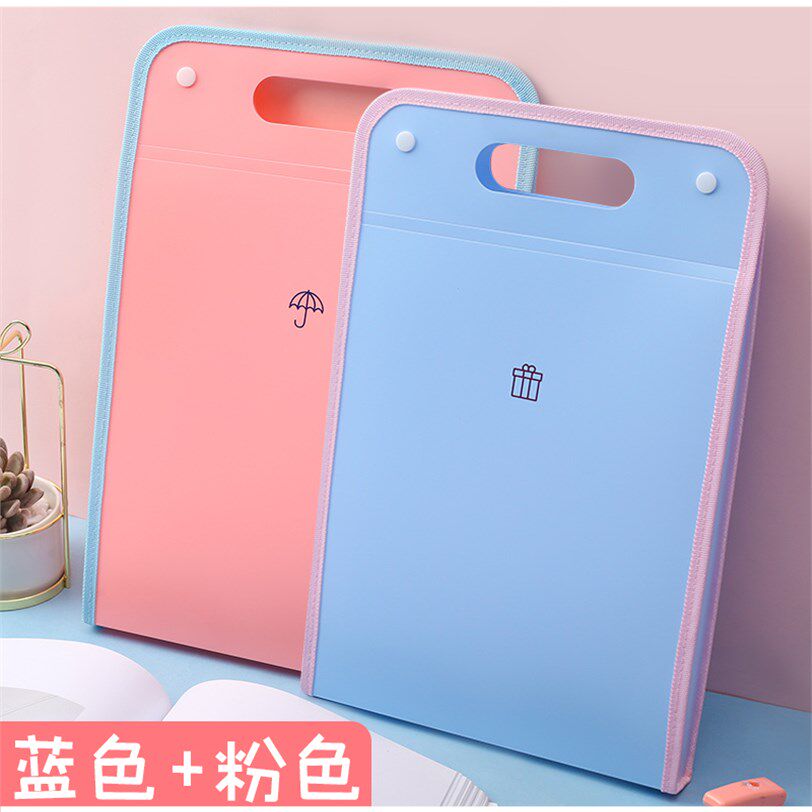 Multilayer transparent multi-clamping bag students with folder-style file bag A4 discipline paper clip bookbinder sub-junior high school students high