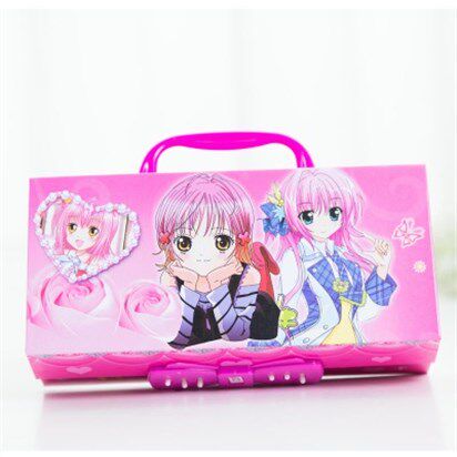 Three-tiered children's coded lock pencil case Korean version for male and female multifunctional pencil case large capacity lead pencil case pen bag cartoon