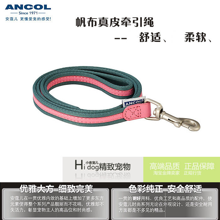 British Ancol leather canvas traction rope soft and comfortable personality fashion leather dog traction rope traction belt