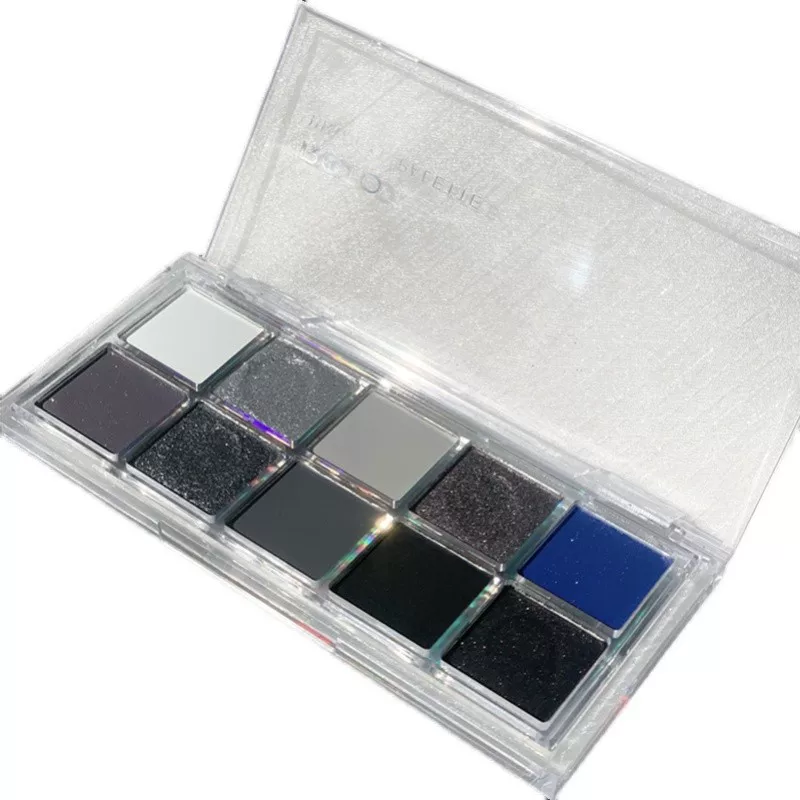 ROTO Smoky makeup light European and American style silver horn king eyeshadow palette black blue cool tone cement palette niche brand