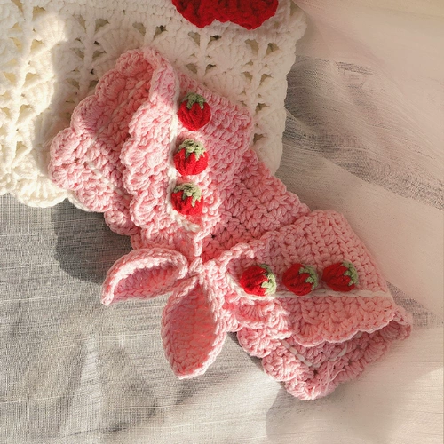 Чокер, клубника ручной работы, накидка, плетеный шарф, аксессуар, набор материалов, кот, домашний питомец, DIY