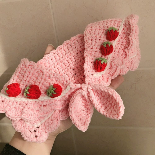 Чокер, клубника ручной работы, накидка, плетеный шарф, аксессуар, набор материалов, кот, домашний питомец, DIY
