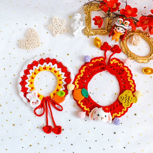 Чокер ручной работы, кролик, слюнявчик, плетеный шарф, кот, домашний питомец, кошки и собаки