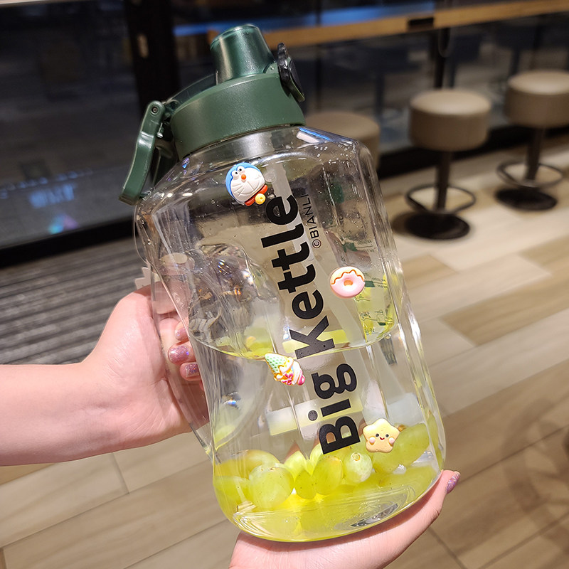 Summer tons tons of barrel water glasses woman 2000ml supercapacity Wang Junkai Tongan cup portable sports big water pot man