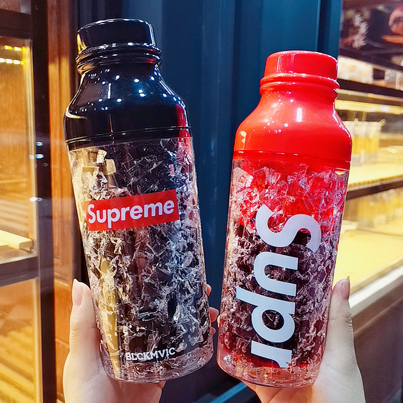 ins shake sound ice cup day series hot summer nets red wind street cool men and women plastic cups double refrigeration ice towns water cups