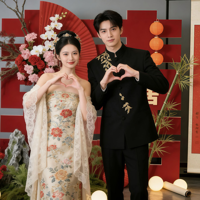 High-End Heavy-Duty Zhongshan Suit for Men, Wedding, New Chinese Style, Traditional Engagement Attire, Groom's Wedding Suit Set