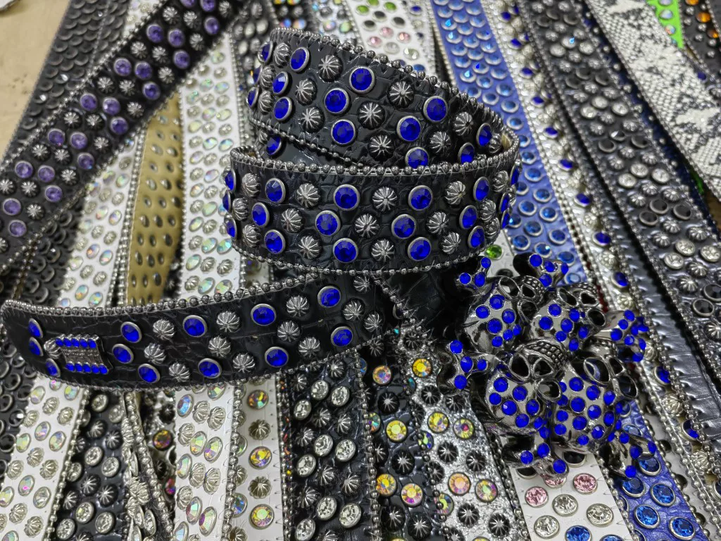 New ghost head punk, rhinestone belt.
