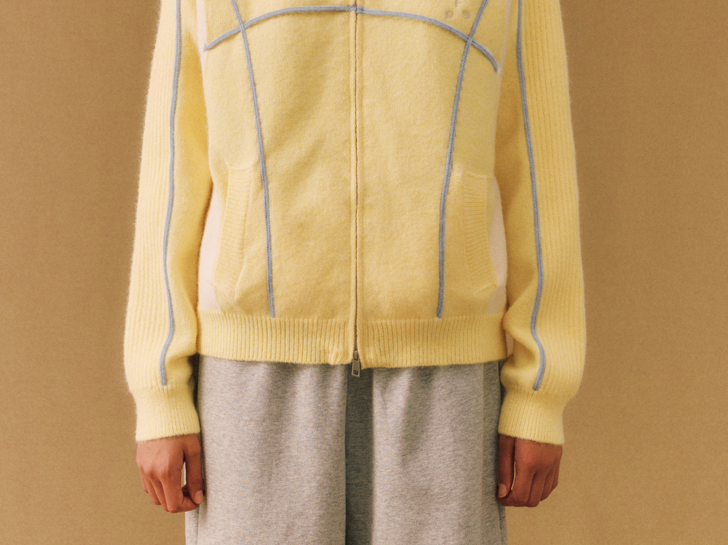 FPA Color-Block Zip-Up Knit Sweater