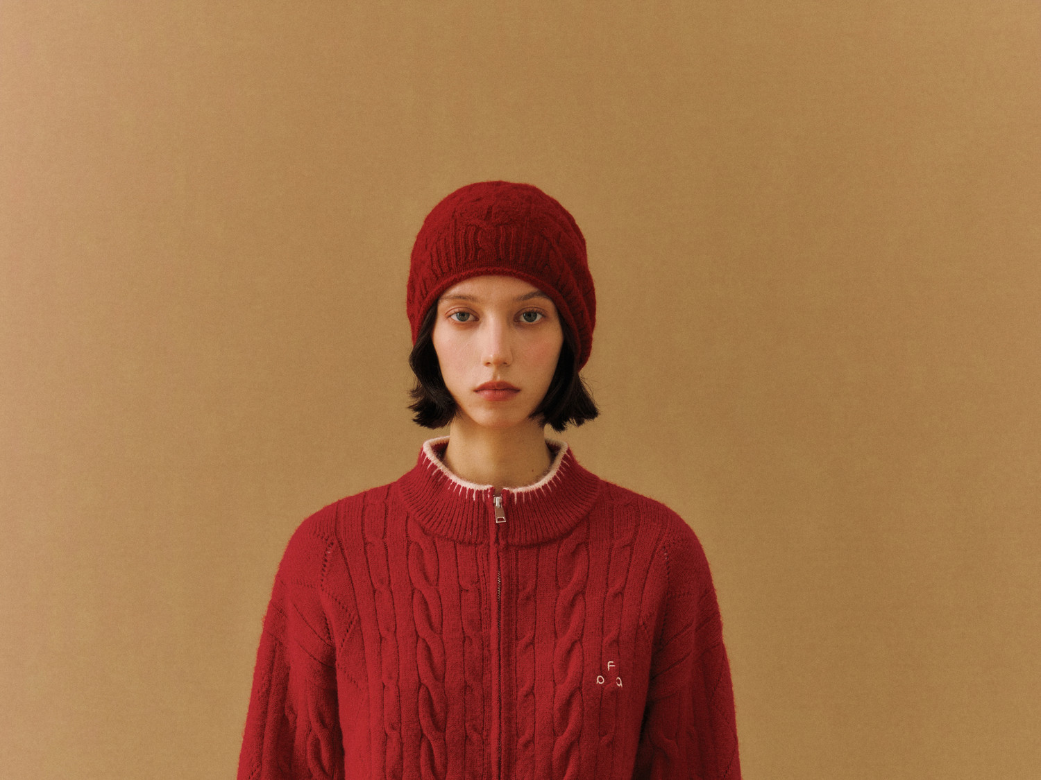 FPA Cable-Knit Color-Block Zip-Up Cardigan