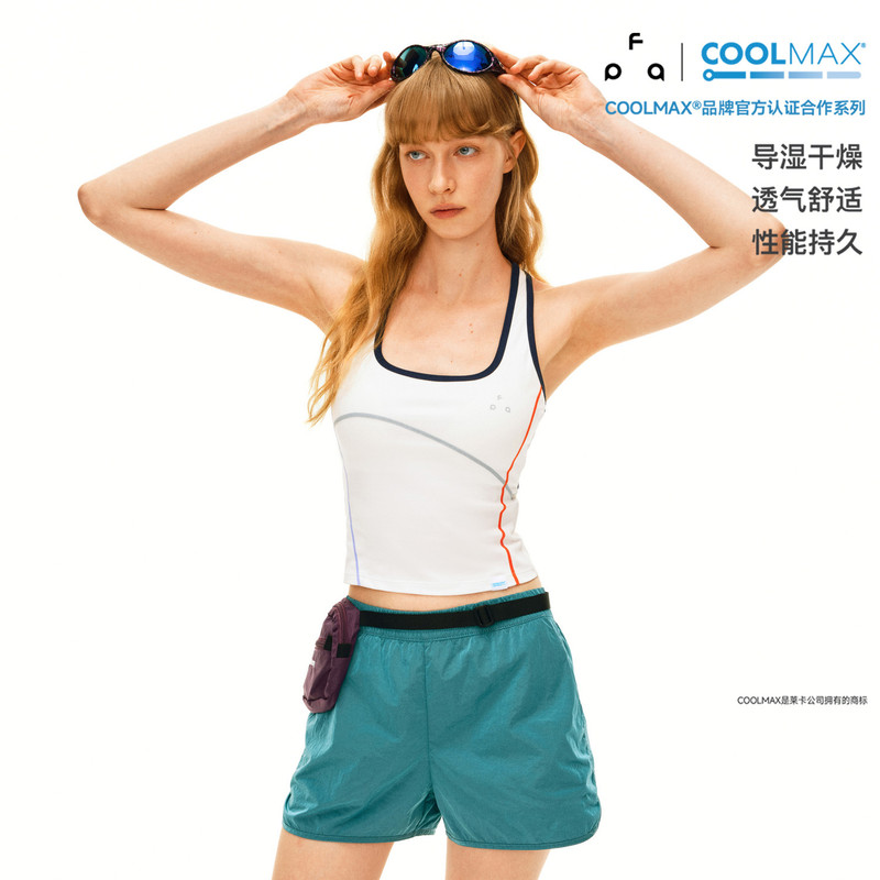 Fpa Coolmax Contrasting Color Curved Women's Vest Outdoor Sports Yoga Fitness Breathable Slim Fit Inner Top