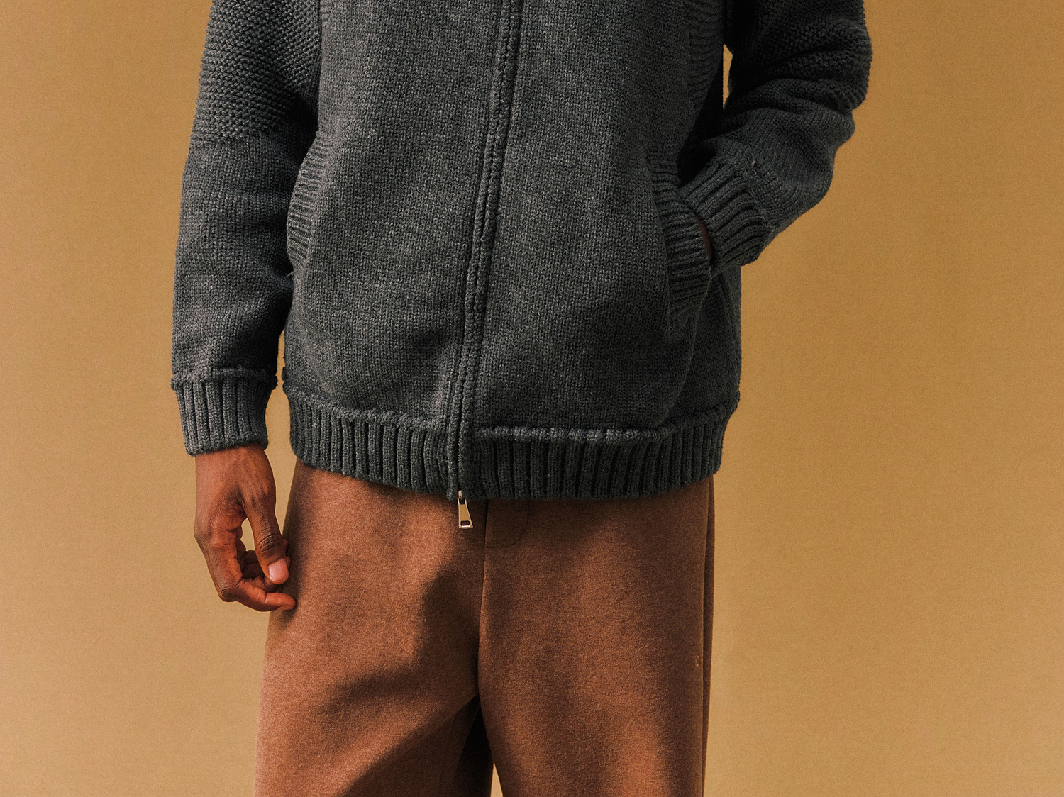 FPA Space-Dyed Zip-Up Cutout Sweater