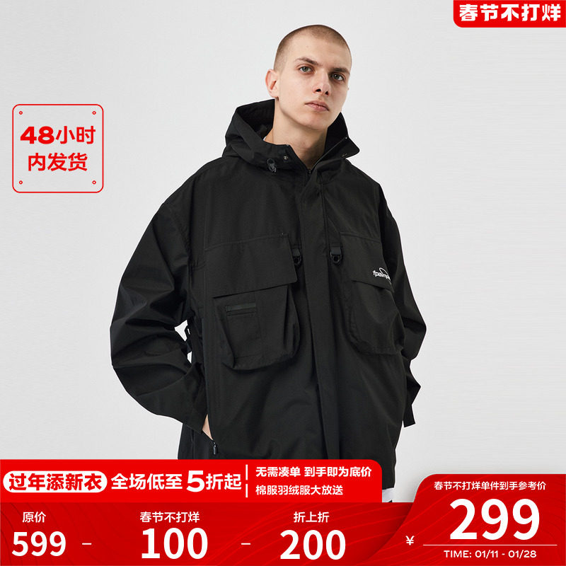 FPA functional waterproof pocket subcutter black three - in - one outdoor wind - defense sports hiking coat