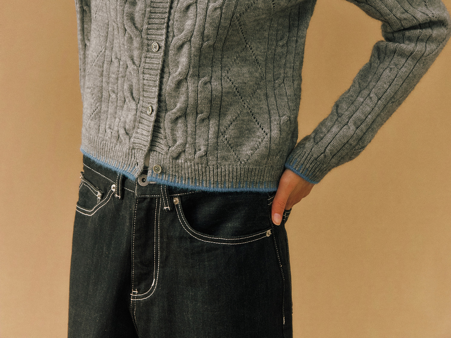 FPA Color-Block Cable-Knit Cardigan