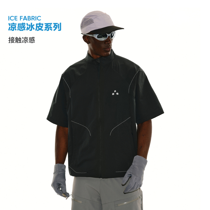Fpa Cool Structure Outdoor Short-Sleeved Jacket Shirt Summer Loose Design Zipper Stand-Up Collar Shirt Jacket for Men