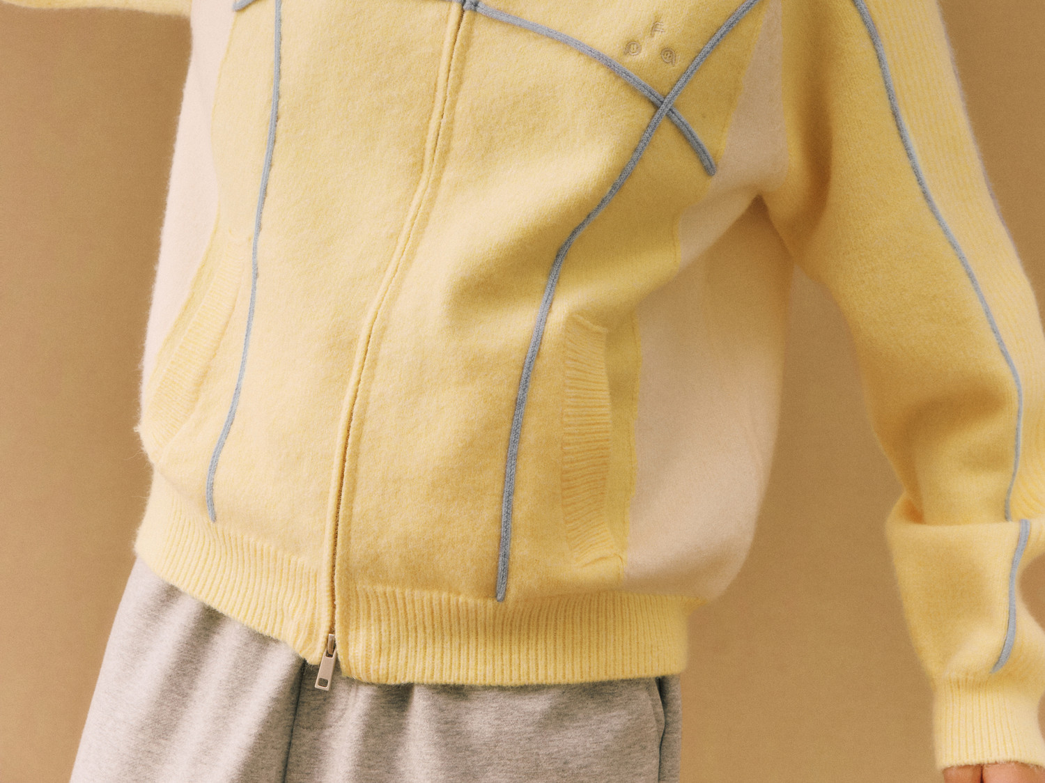 FPA Color-Block Zip-Up Knit Sweater