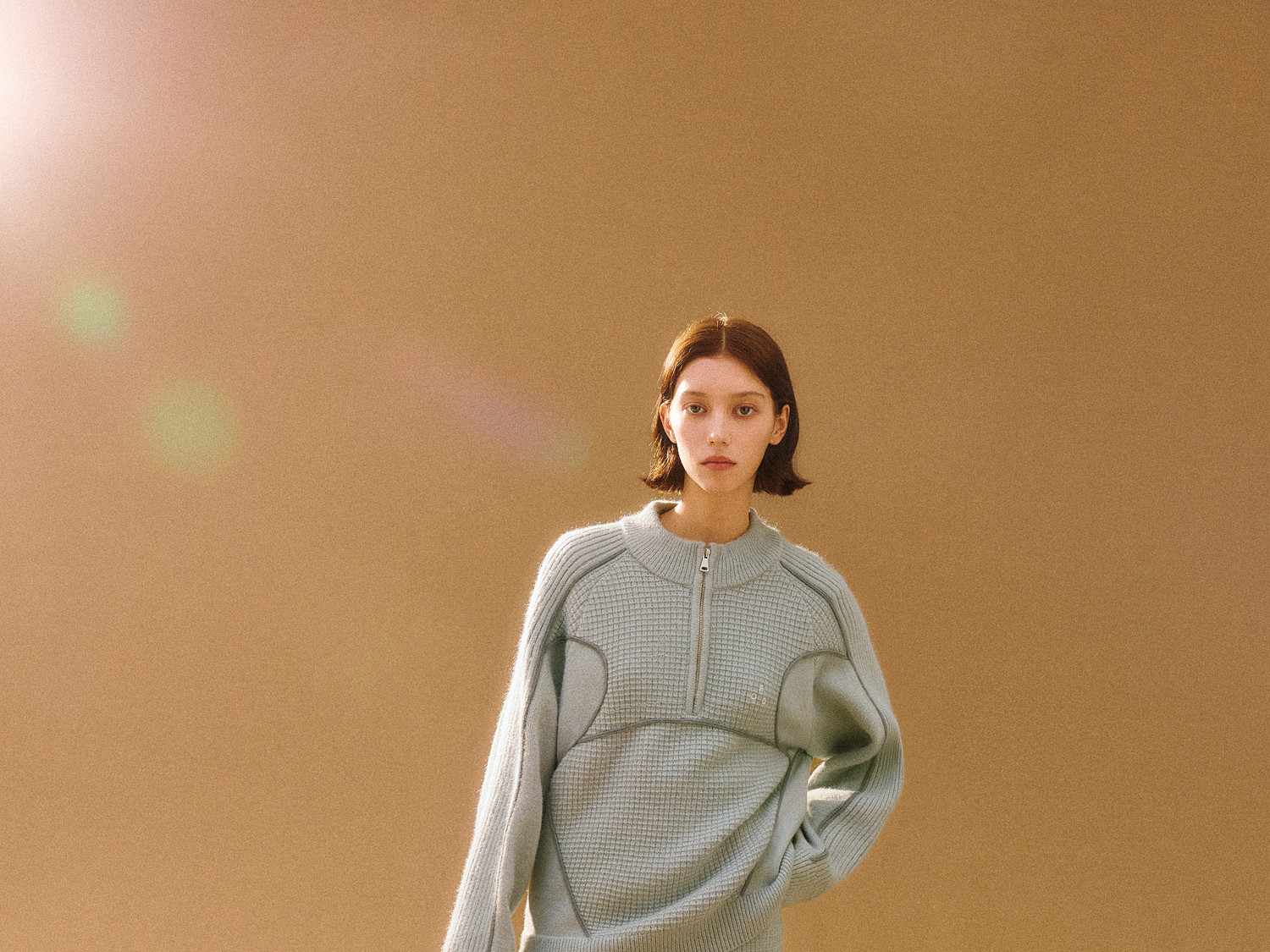 FPA Half-Zip Color-Block Jacquard Sweater