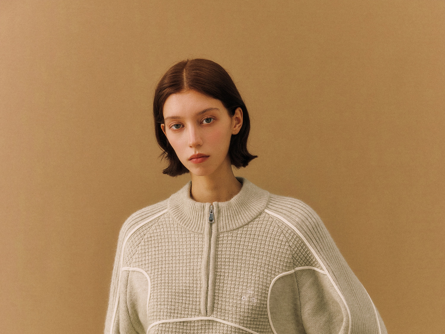FPA Half-Zip Color-Block Jacquard Sweater