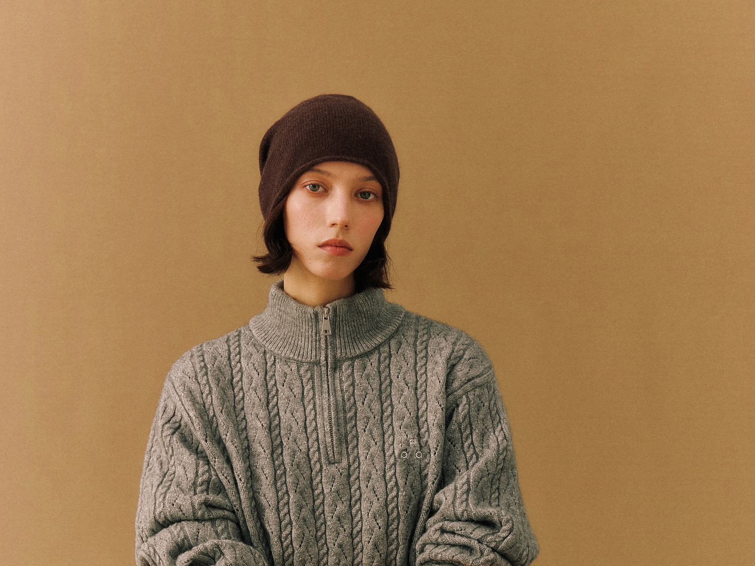 FPA Half-Zip Cable-Knit Sweater
