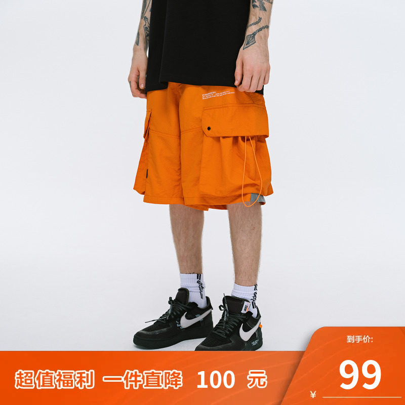FPA Black Summer Thin style Casual Tooling Shorts Male National Tide Cards Trend Easing Straight Barrel Pants Day 50% Pants