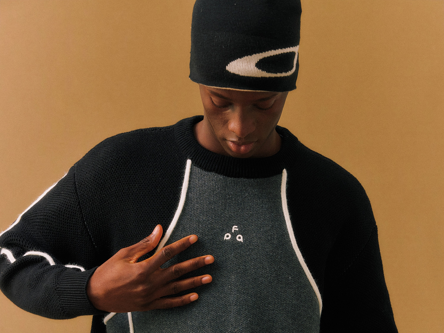 FPA Color-Block Curved Crewneck Sweater