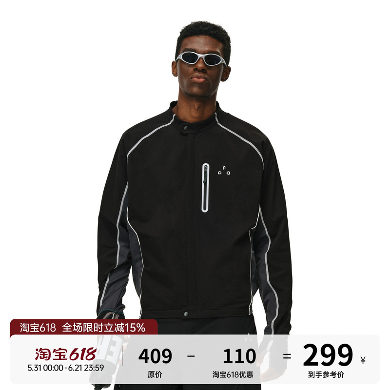 Fpa Sports Color-Blocked Jacket with Visible Stitching, High-End Casual Spring and Autumn Outdoor Thin Couple's Black Jacket for Men