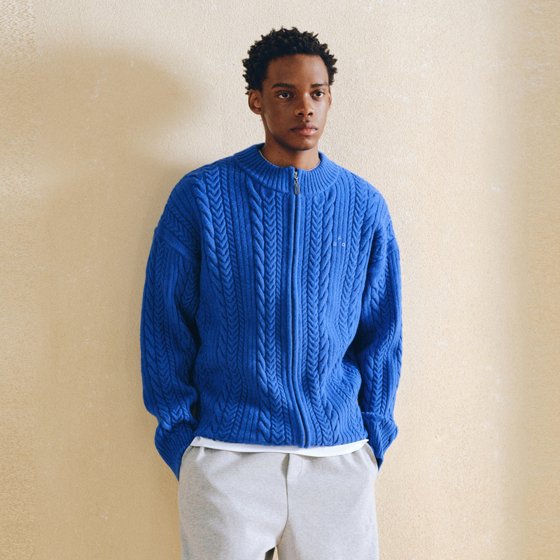 Fpa Variable Weave Cable Knit Skin-Friendly Soft Zipper Sweater 2026 New Casual Couple Autumn Knit Cardigan Jacket