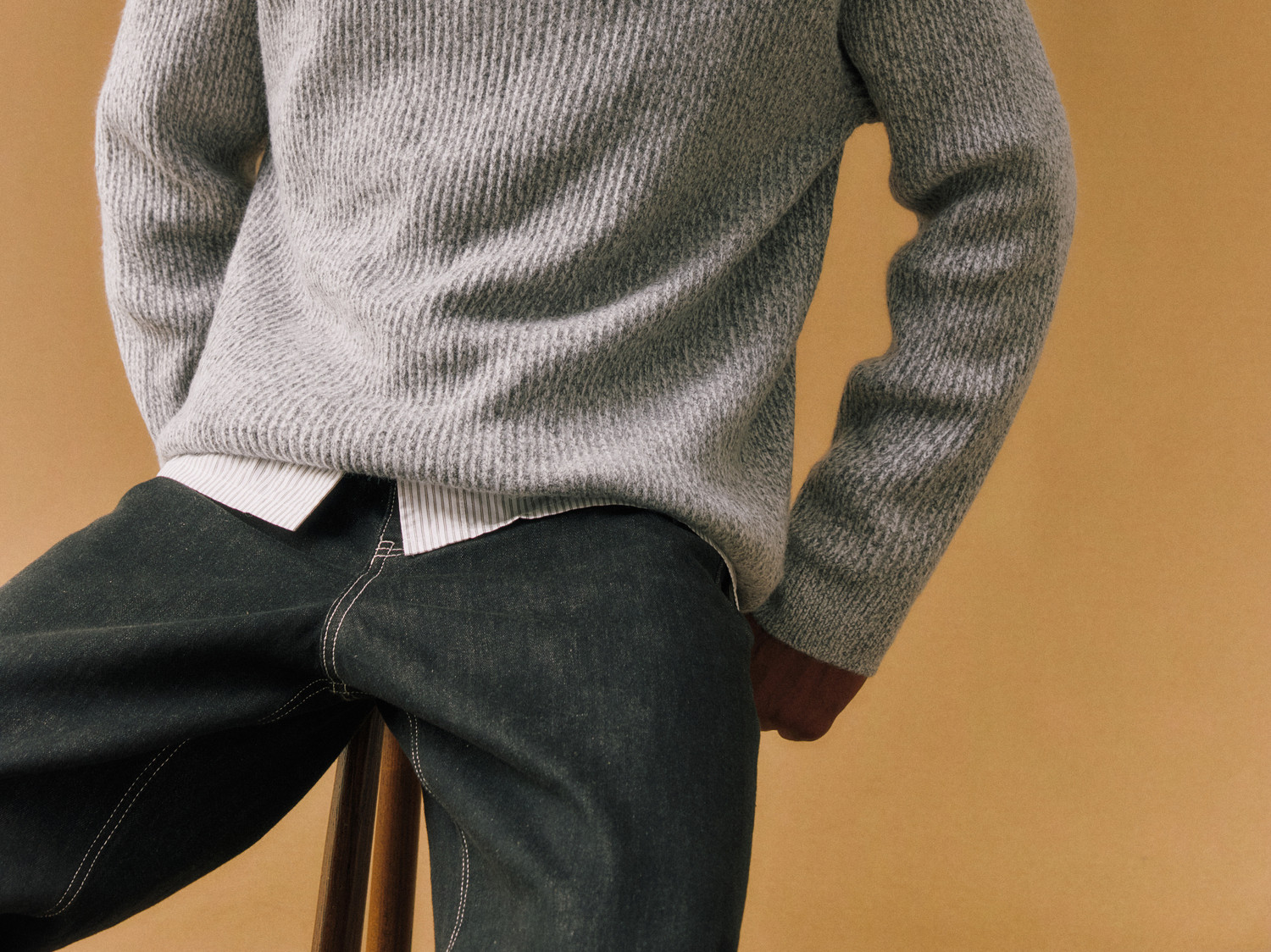 FPA Cable-Knit Color-Block Henley Sweater