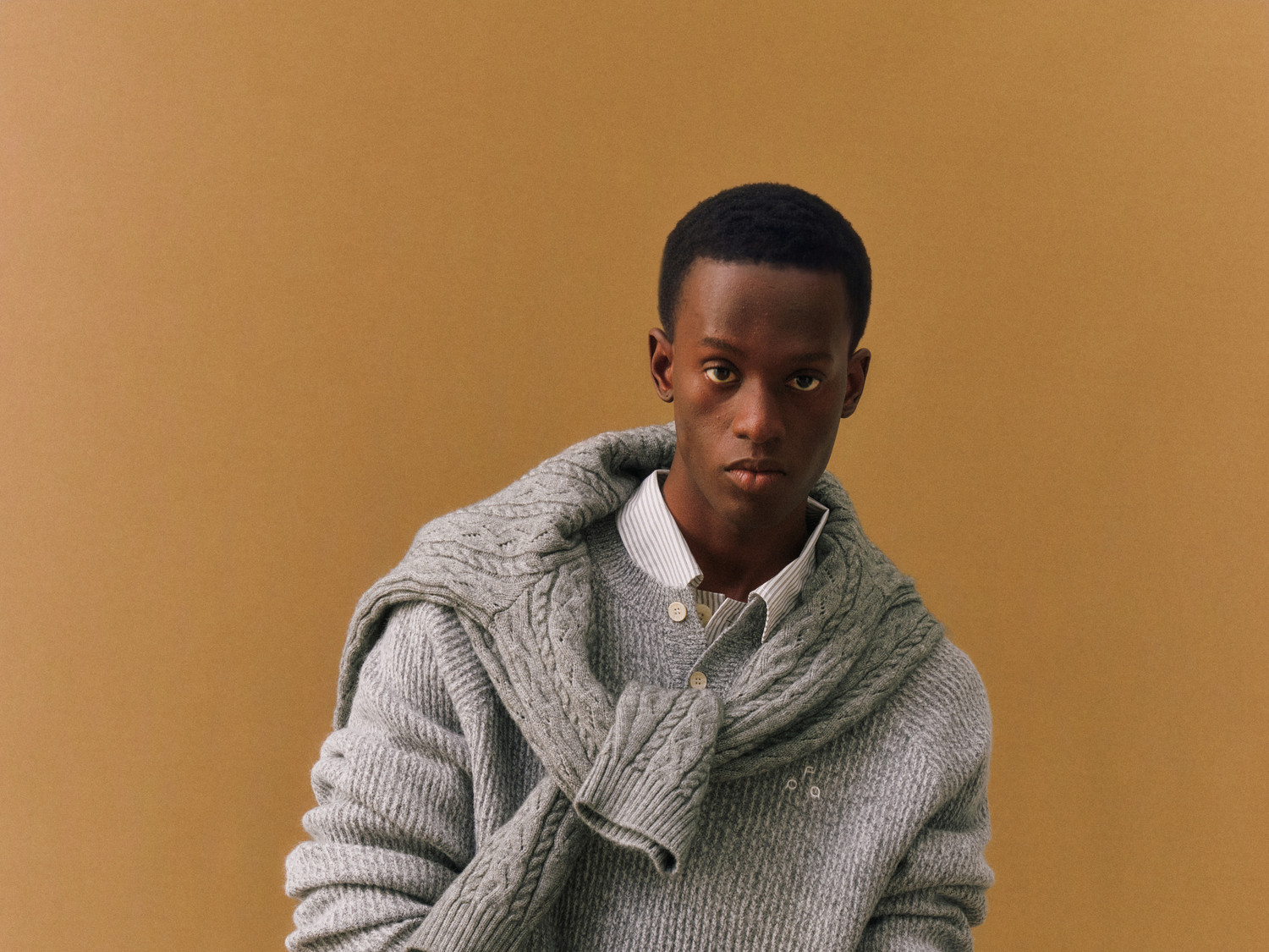 FPA Cable-Knit Color-Block Henley Sweater
