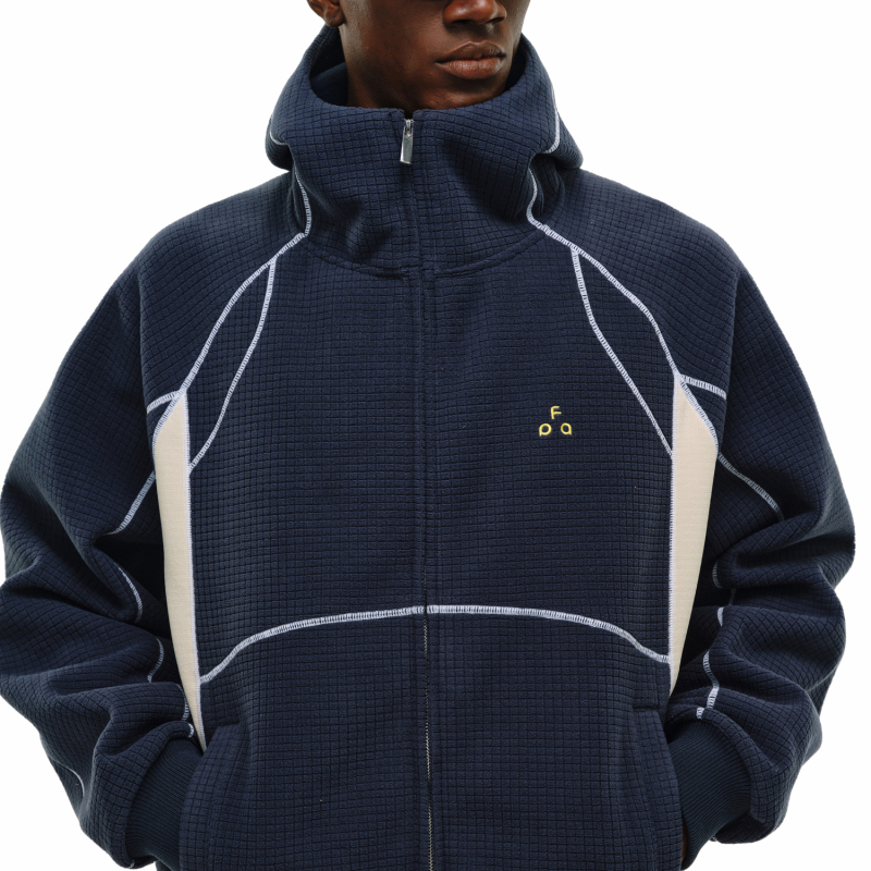 Fpa Color-Blocked Checkered Velvet Patchwork Sports Casual Zip-Up Sweatshirt Fpa Color-Blocked Checkered Velvet Patchwork Sports Casual Zip-Up Sweatshirt