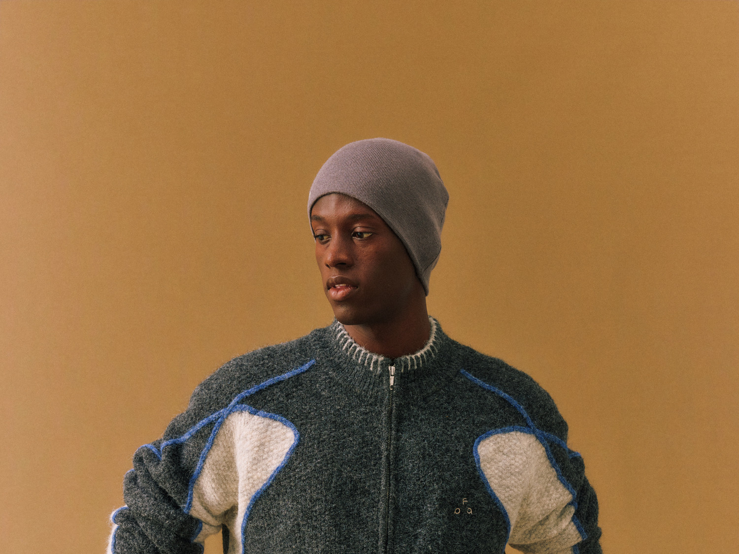 FPA Contrast Zip-Up Knit Cardigan
