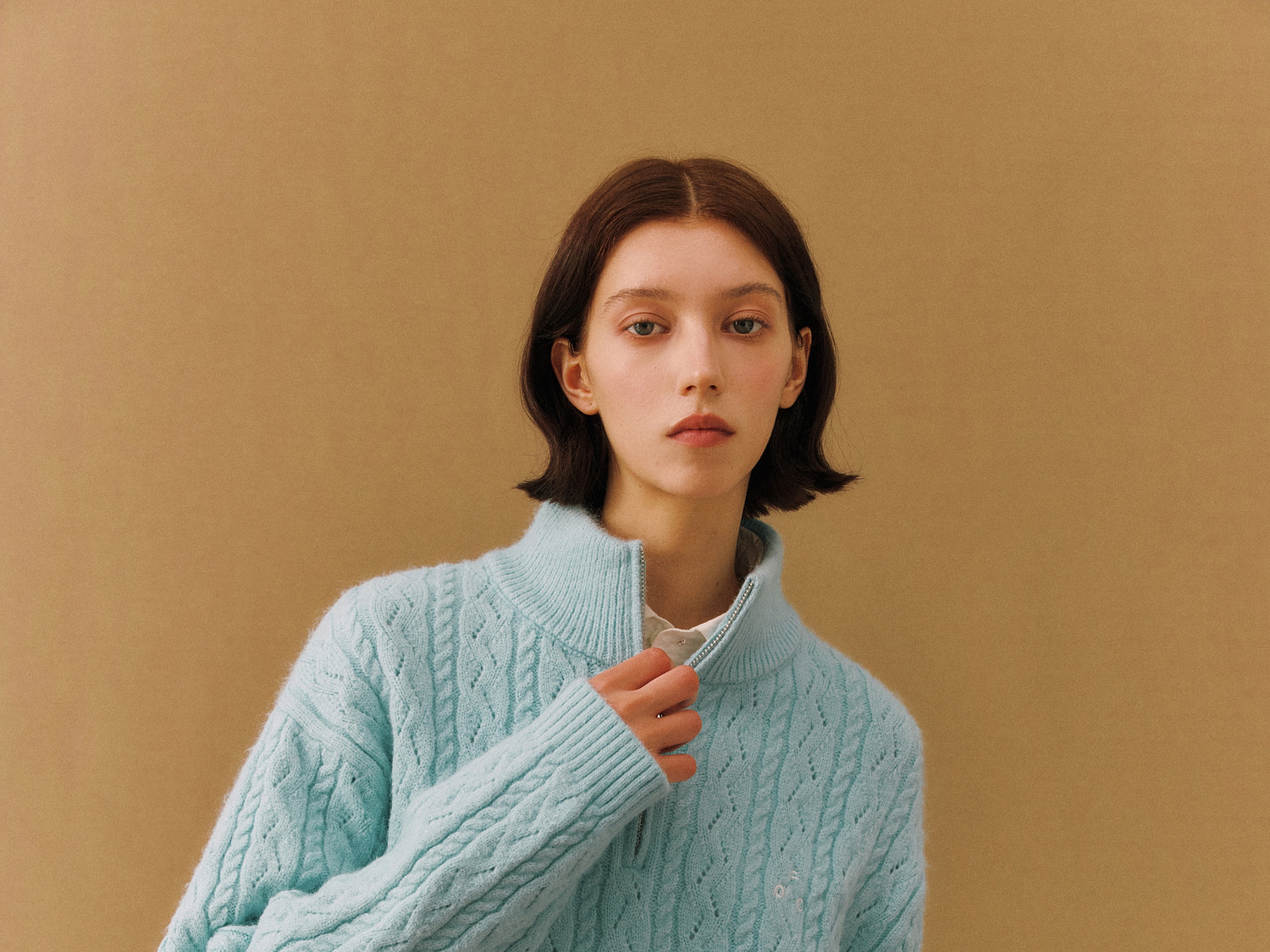 FPA Half-Zip Cable-Knit Sweater