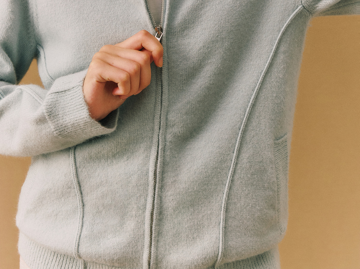 FPA Open-Knit Logo Zip Hoodie