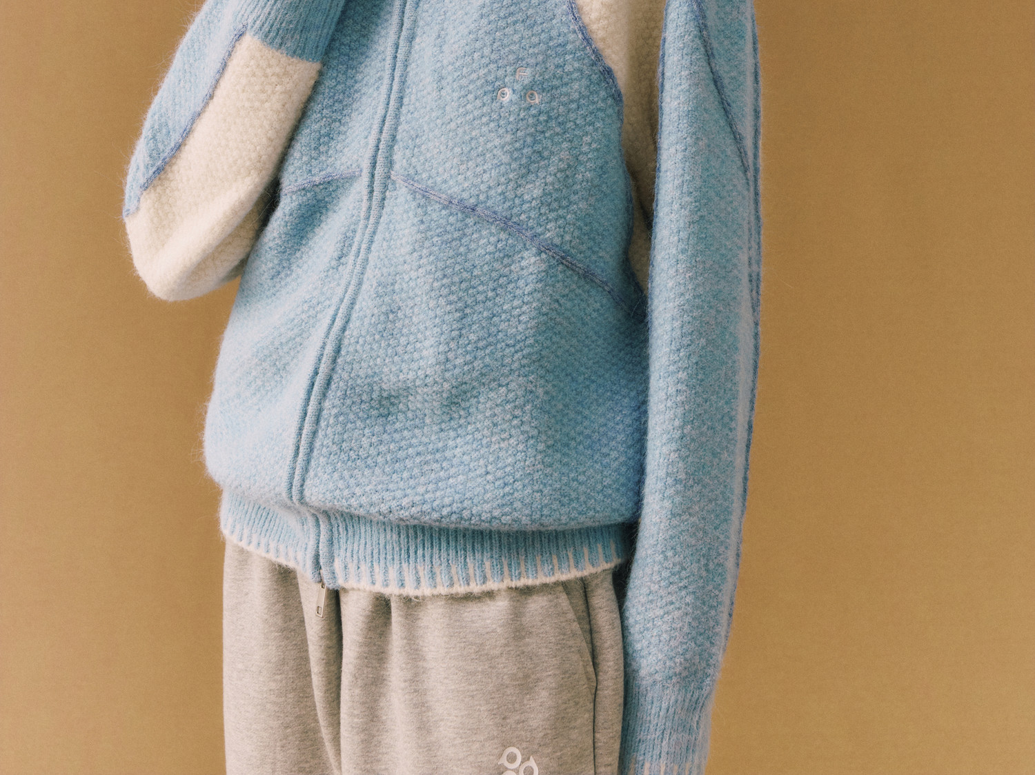 FPA Contrast Zip-Up Knit Cardigan