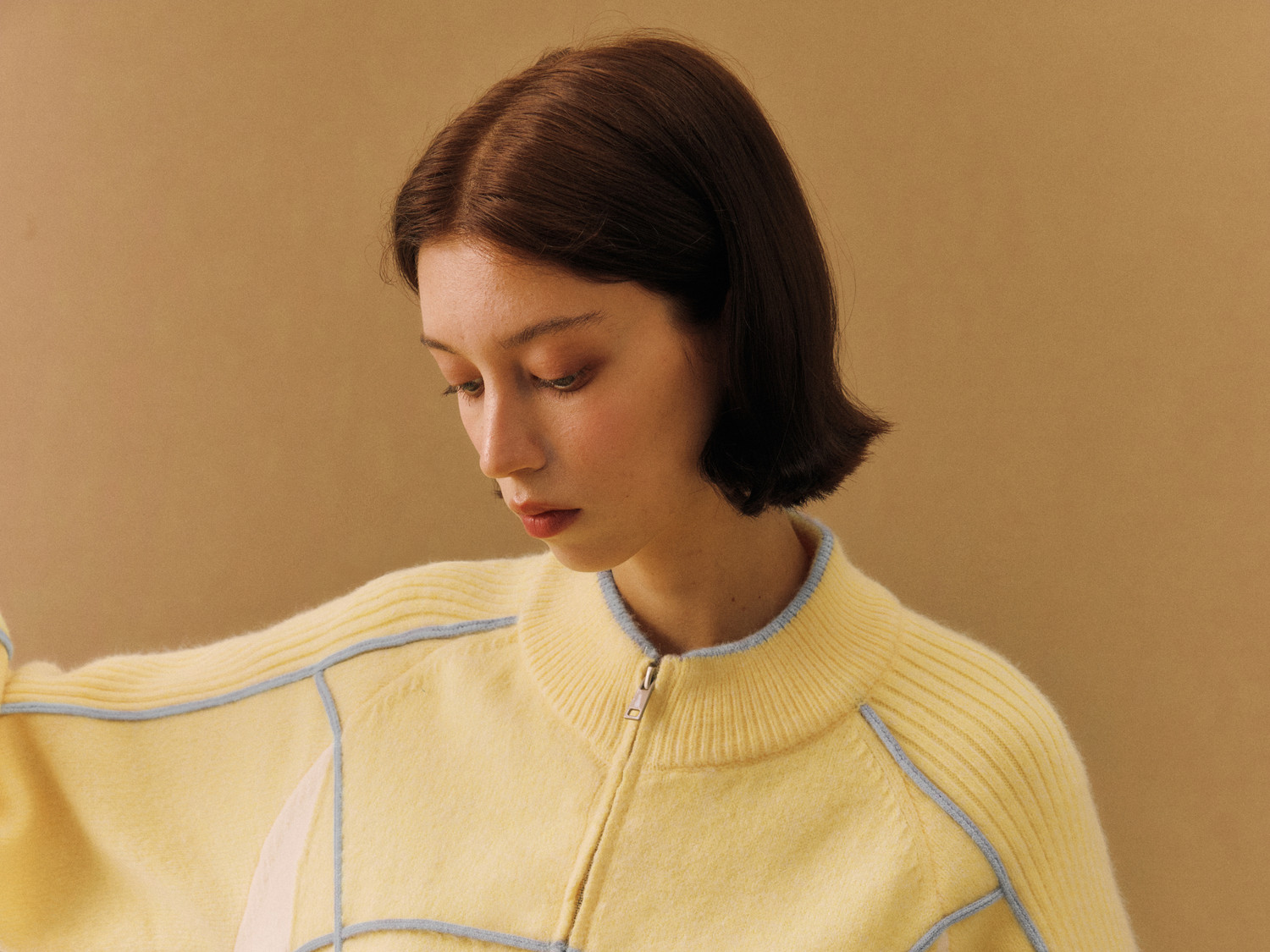 FPA Color-Block Zip-Up Knit Sweater