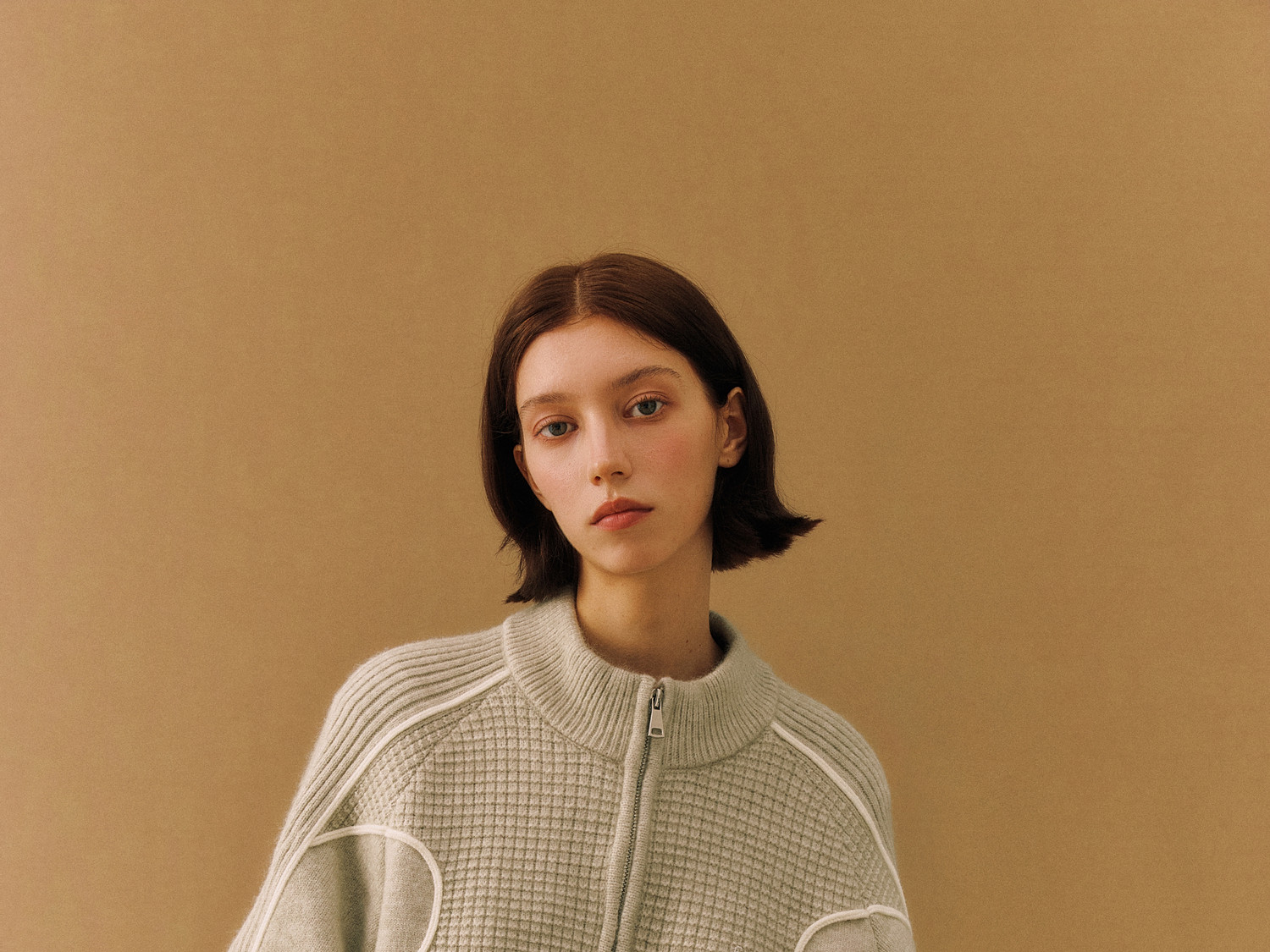 FPA Half-Zip Color-Block Jacquard Sweater