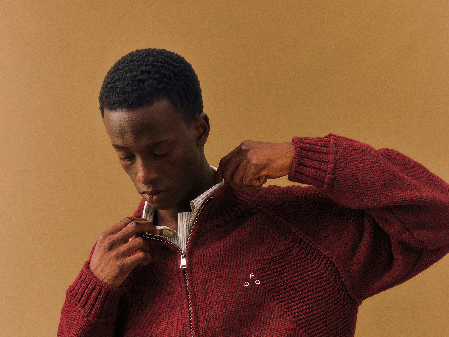 FPA Space-Dyed Zip-Up Cutout Sweater