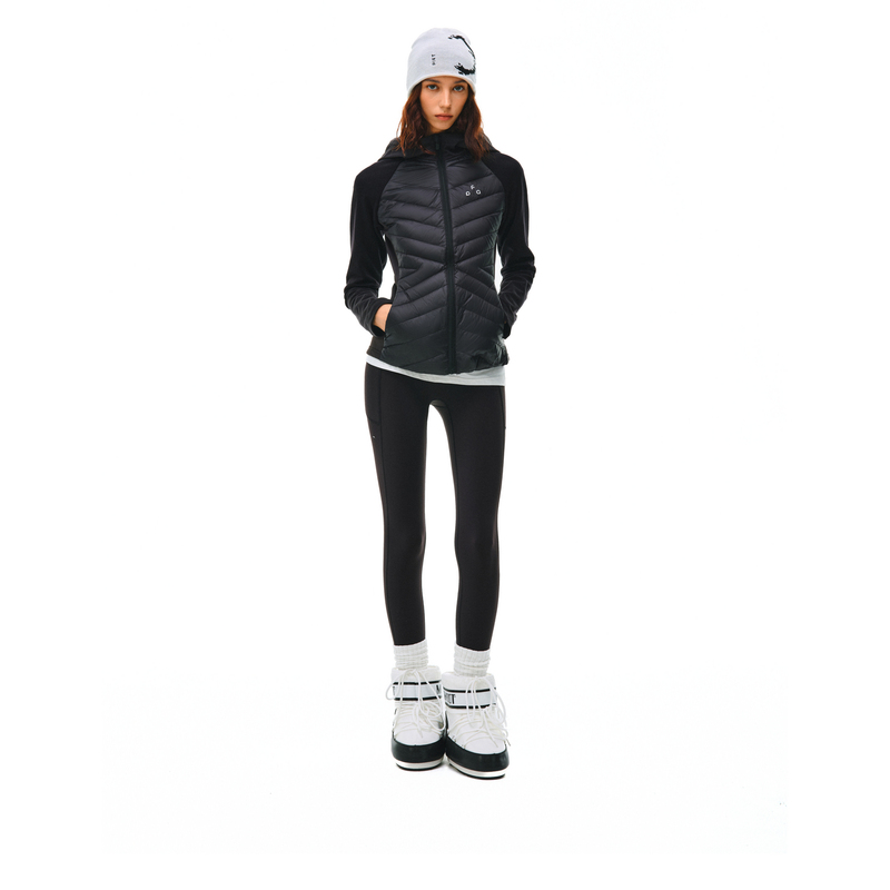 Fpa Women's Hooded Patchwork Ribbed down Jacket Autumn and Winter Outdoor Sports Warm Coat White down Jacket
