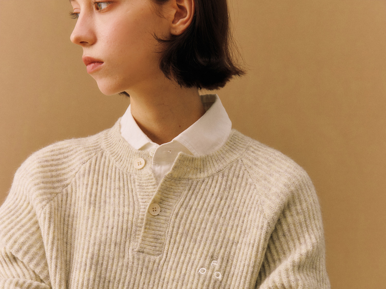 FPA Cable-Knit Color-Block Henley Sweater