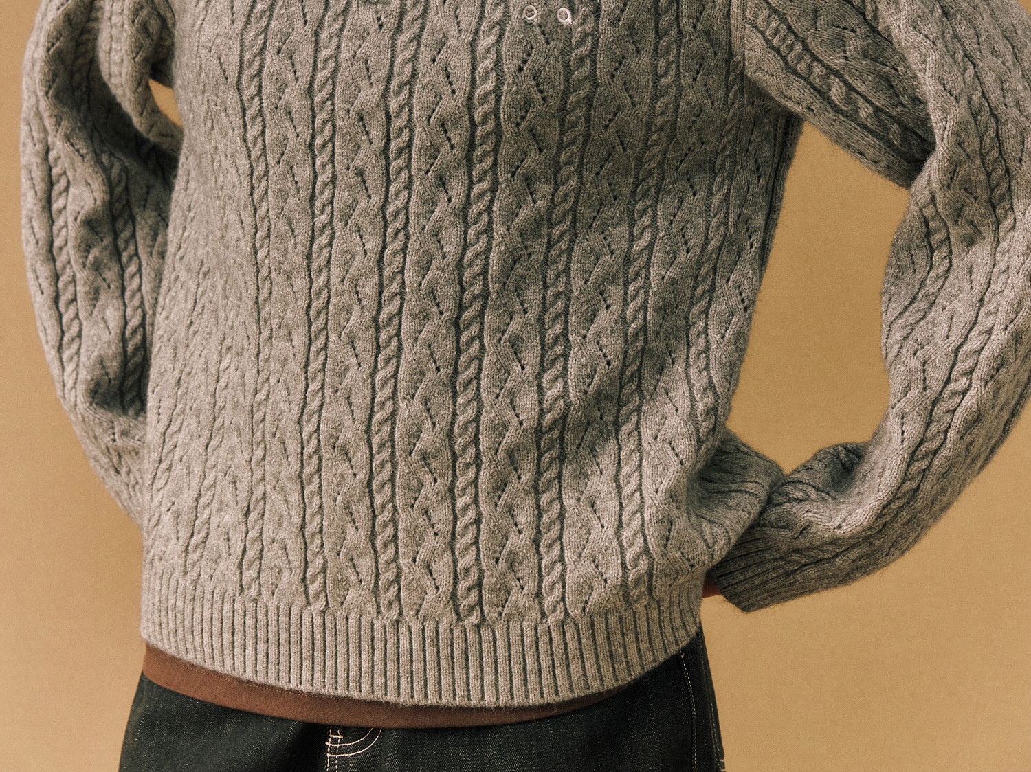 FPA Half-Zip Cable-Knit Sweater