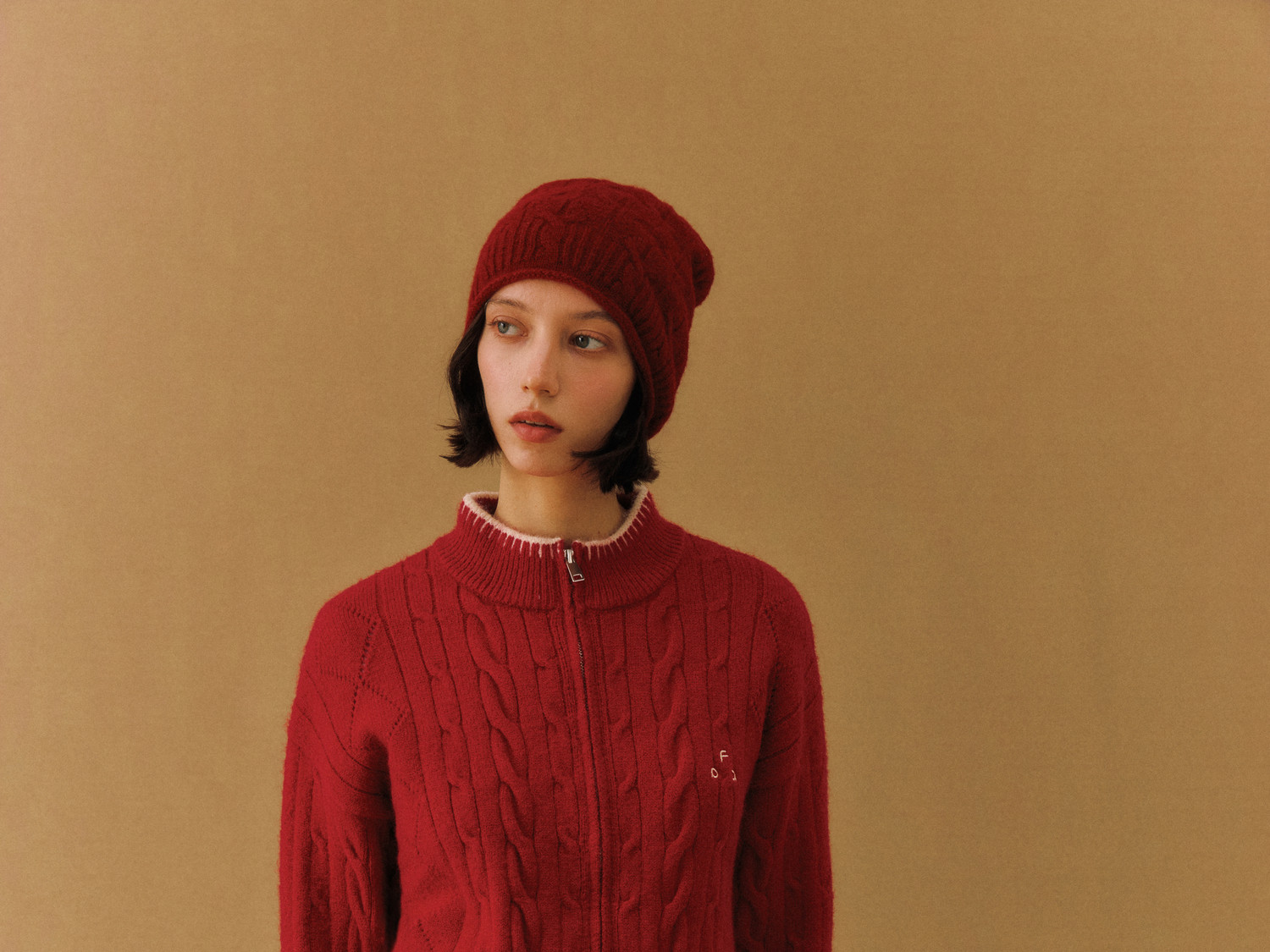 FPA Cable-Knit Color-Block Zip-Up Cardigan