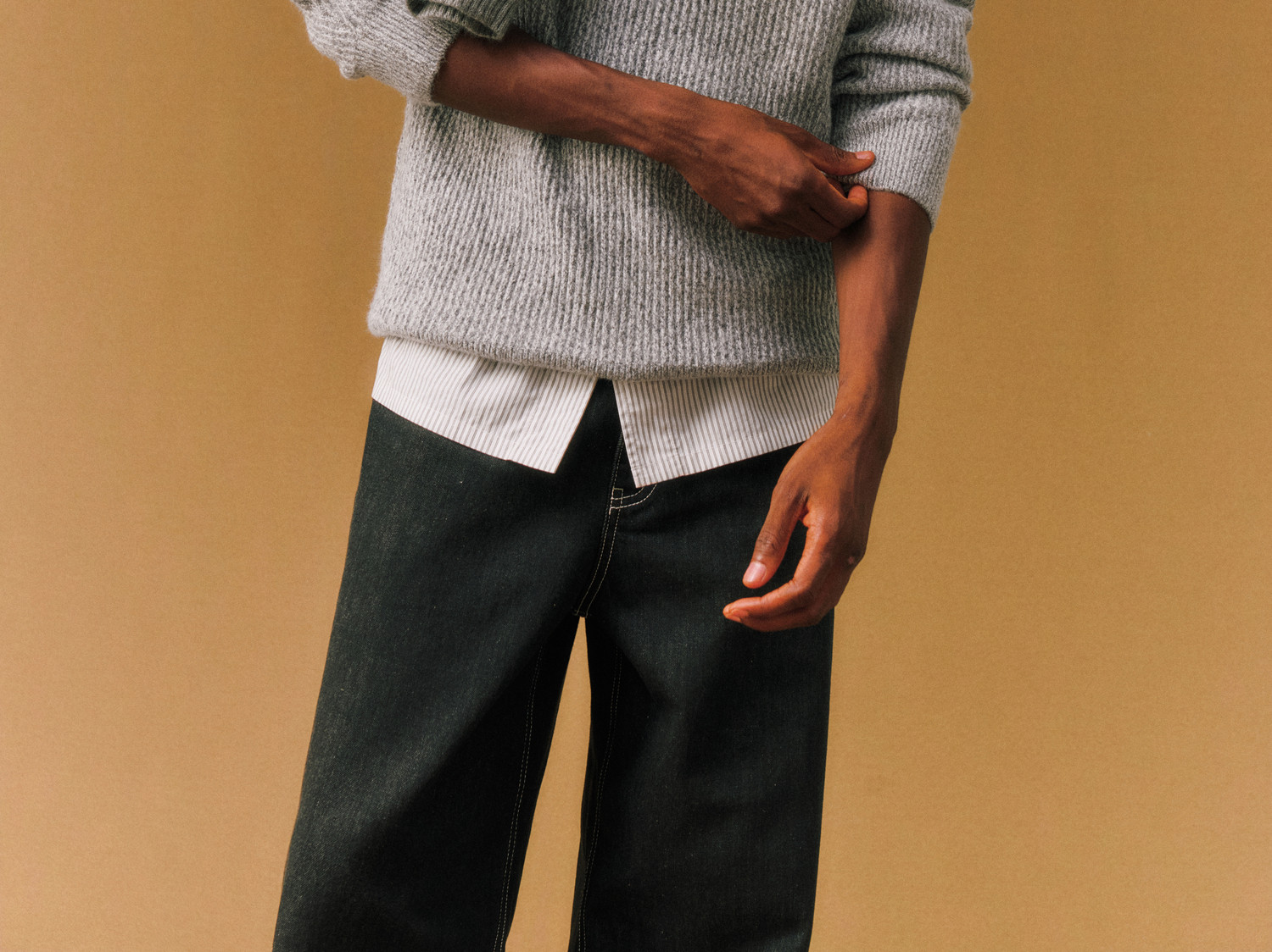FPA Cable-Knit Color-Block Henley Sweater