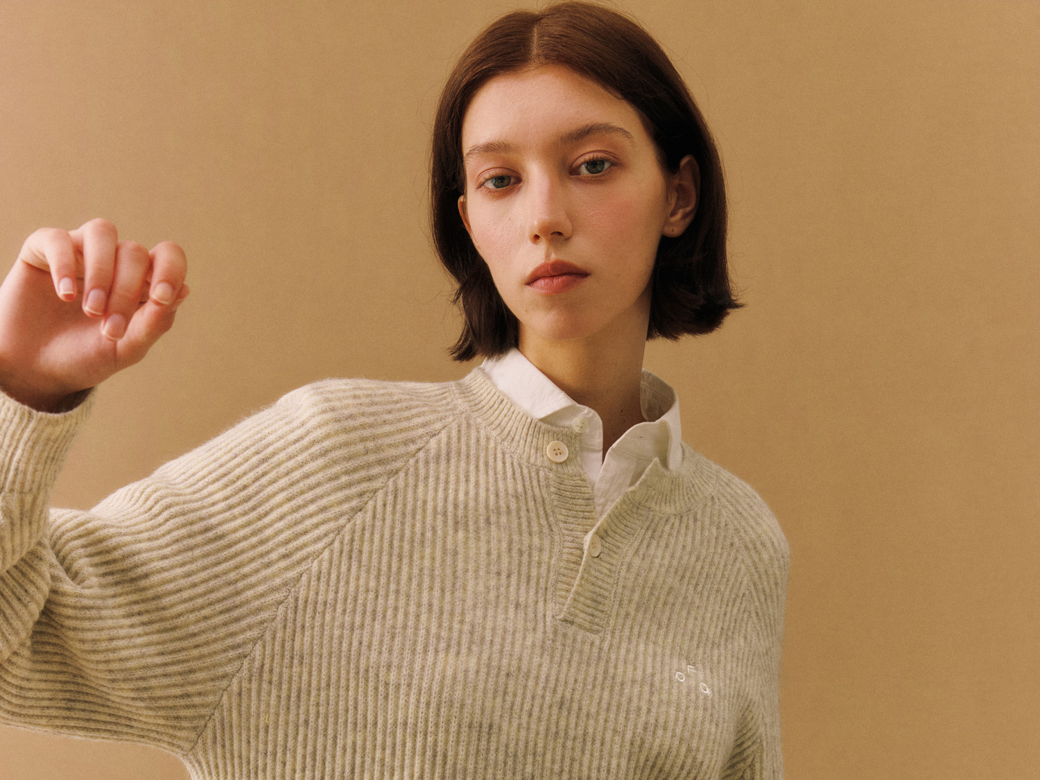 FPA Cable-Knit Color-Block Henley Sweater