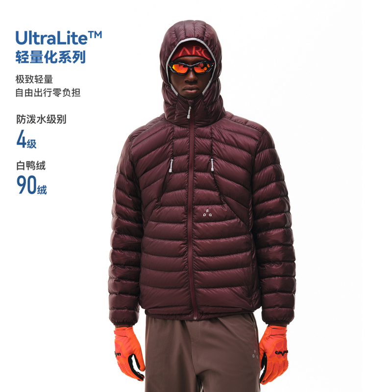 Fpa 90 Velvet Color-Blocked Ribbed down Jacket 2026 New Winter Lightweight Hooded down Jacket