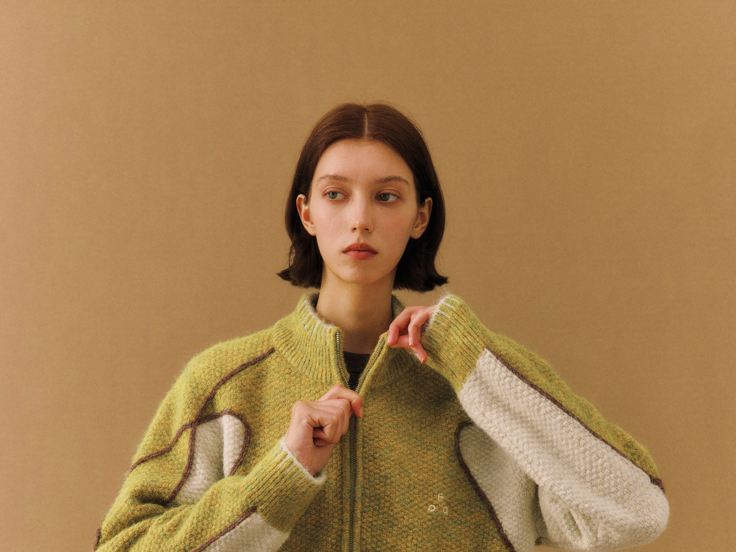 FPA Contrast Zip-Up Knit Cardigan